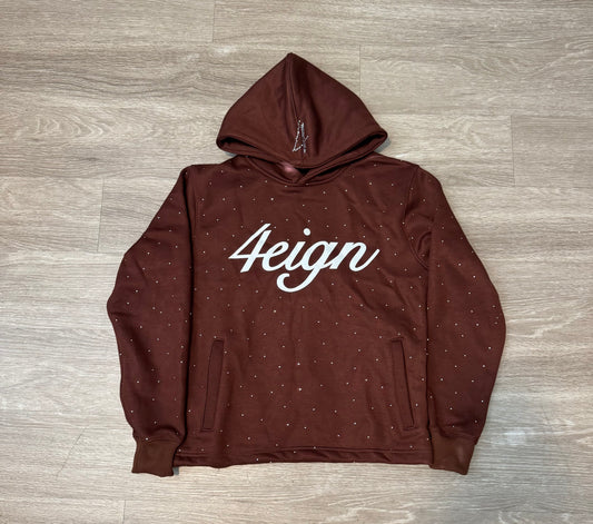 BROWN RHINESTONE HOODIE