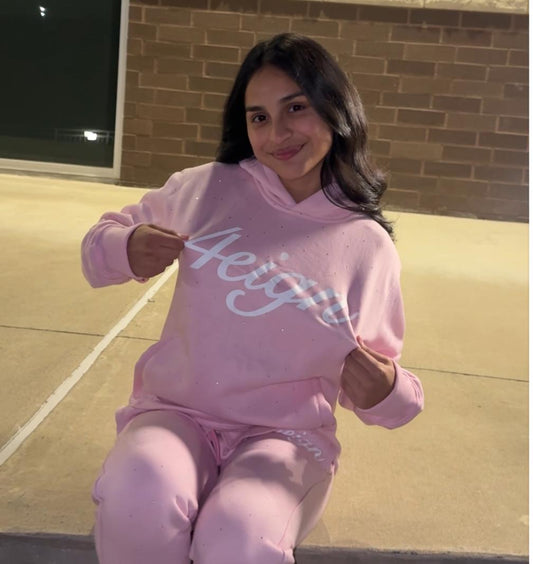 PINK RHINESTONE HOODIE